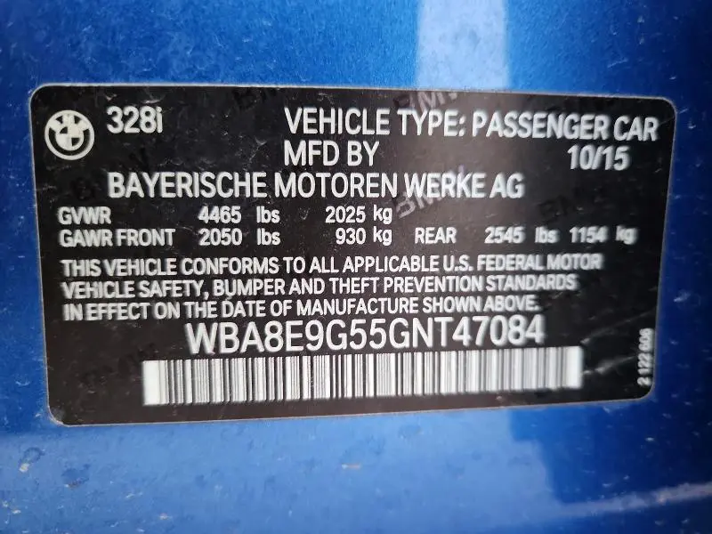 2016 BMW 328 I SULEV  