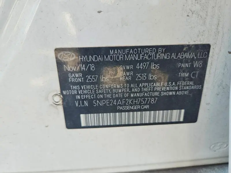 2019 HYUNDAI SONATA SE  