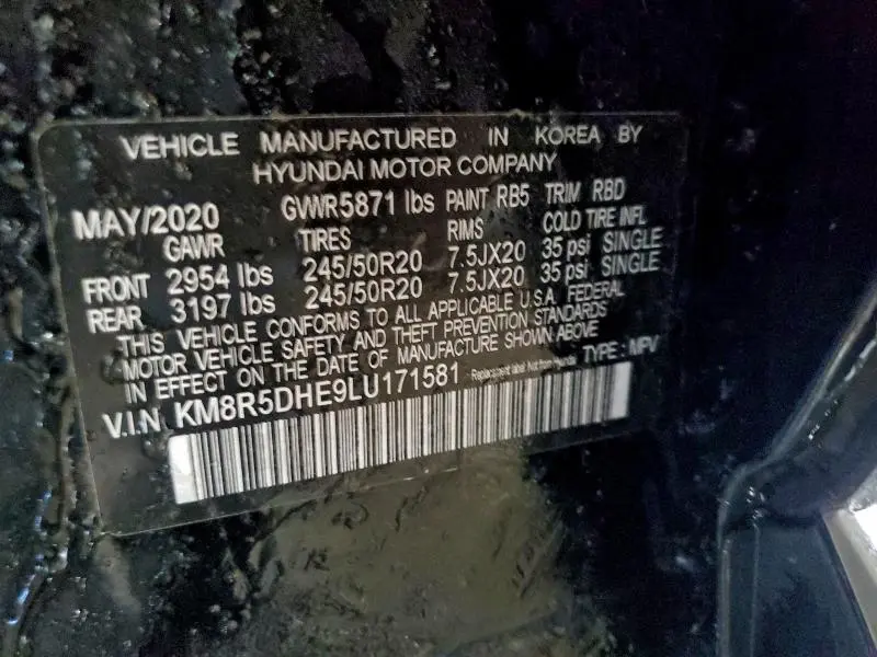 2020 HYUNDAI PALISADE LIMITED  