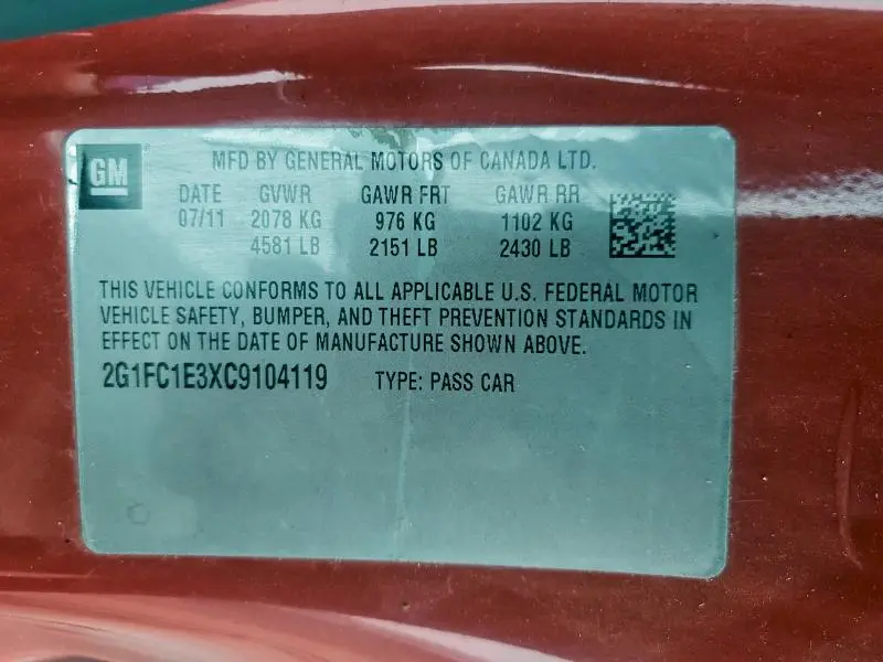 2012 CHEVROLET CAMARO LT  