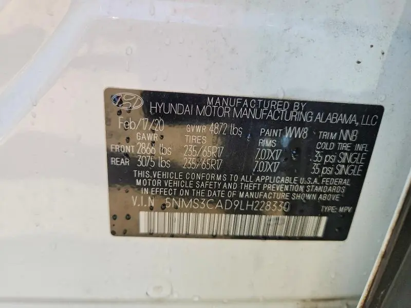 2020 HYUNDAI SANTA FE SEL  