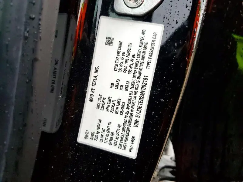 2021 TESLA MODEL 3   
