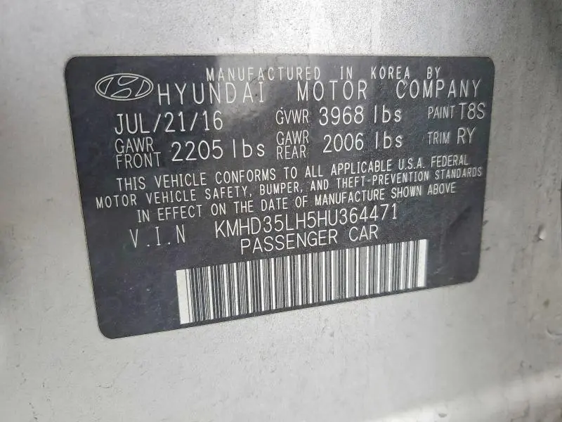 2017 HYUNDAI ELANTRA GT   