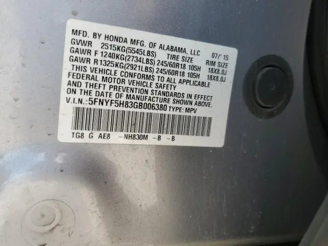 2016 HONDA PILOT EXL