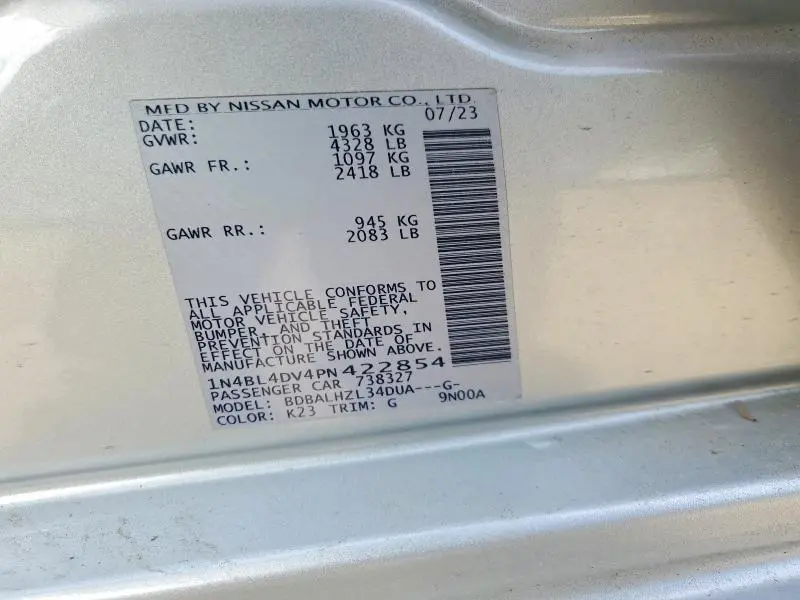 2023 NISSAN ALTIMA SV  