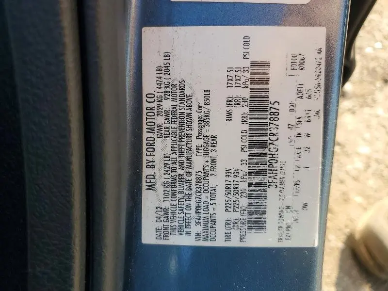 2012 FORD FUSION SE  