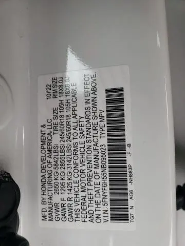 2022 HONDA PILOT EXL  