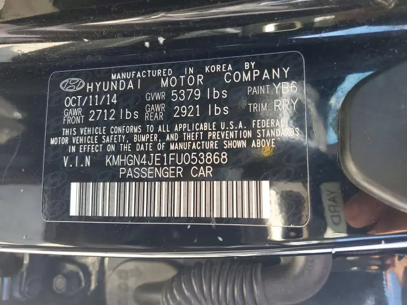 2015 HYUNDAI GENESIS 3.8L  