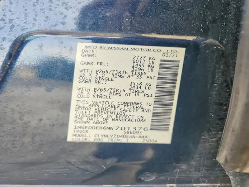 2021 NISSAN FRONTIER S  
