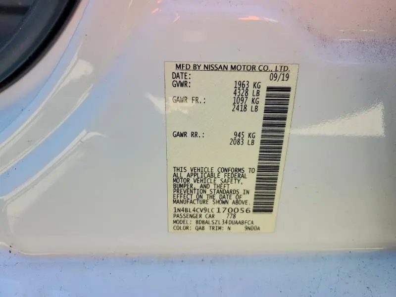 2020 NISSAN ALTIMA 2.5 SR  