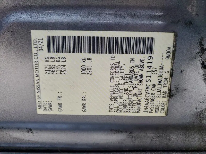 2021 NISSAN MAXIMA SV  