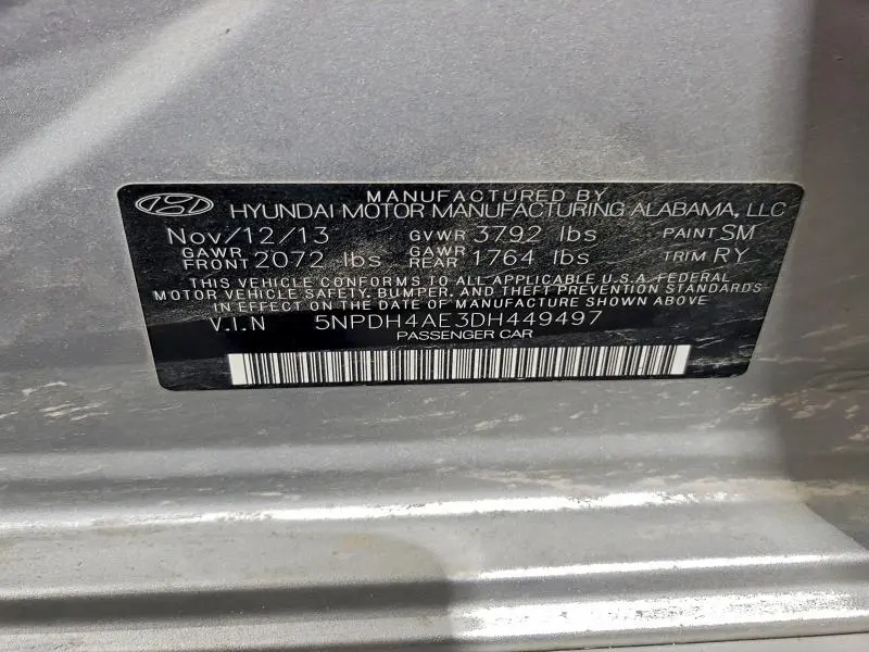 2013 HYUNDAI ELANTRA GLS  