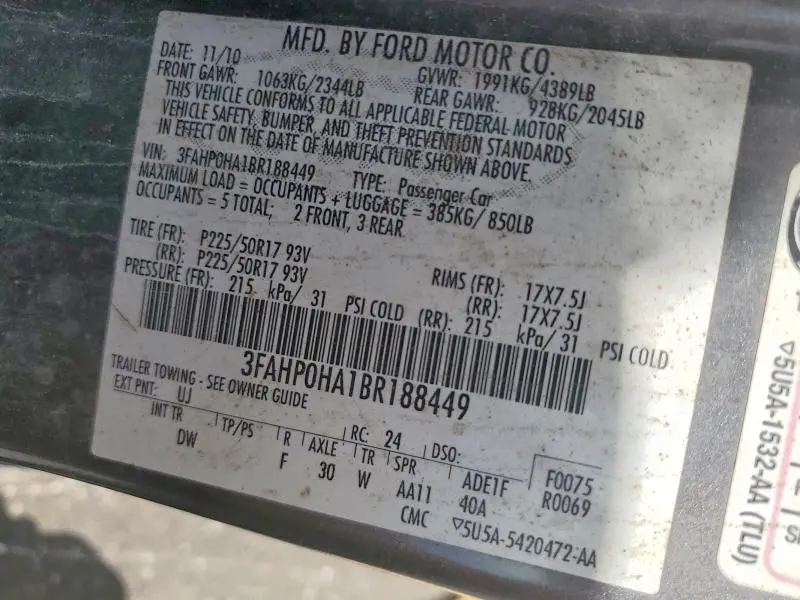 2011 FORD FUSION SE  