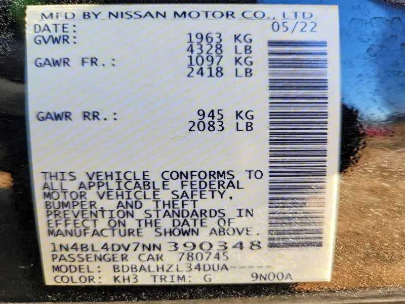 2022 NISSAN ALTIMA SV  