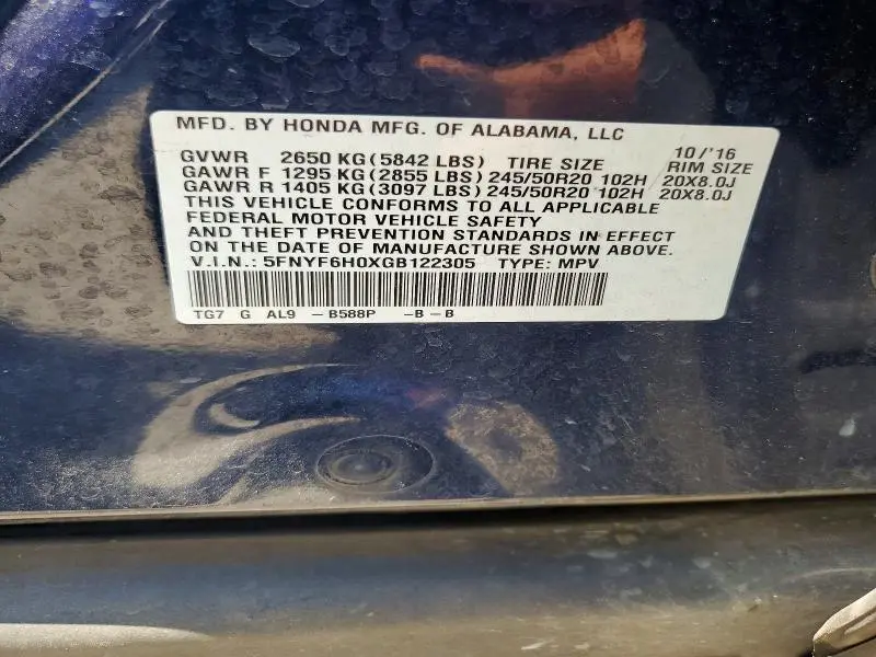 2016 HONDA PILOT ELITE  
