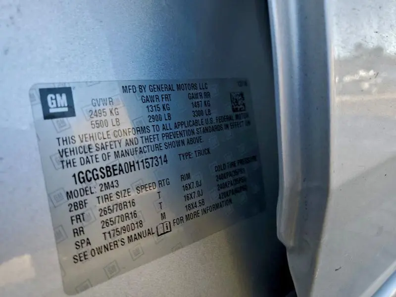 2017 CHEVROLET COLORADO   