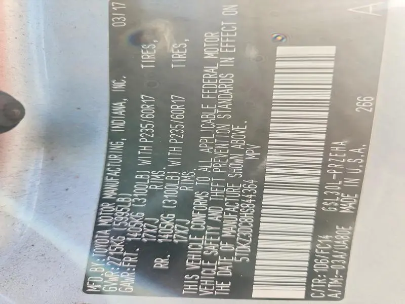 2017 TOYOTA SIENNA LE 8-PASSENGER  