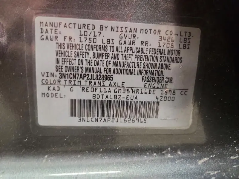 2018 NISSAN VERSA SV  