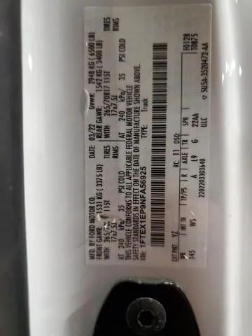 2022 FORD F150 SUPER CAB  