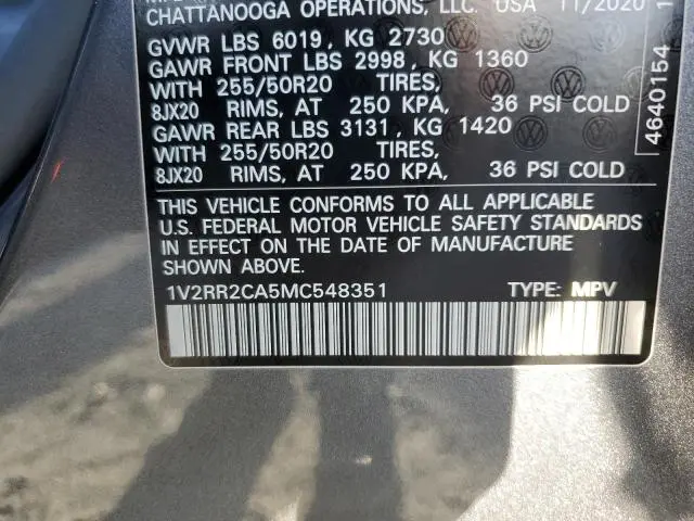 2021 VOLKSWAGEN ATLAS SE  