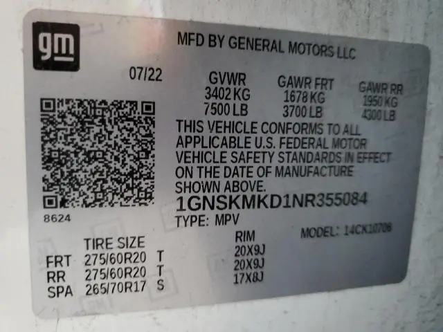 2022 CHEVROLET TAHOE K1500 LS  