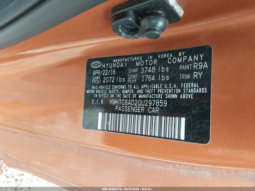 2016 HYUNDAI VELOSTER  