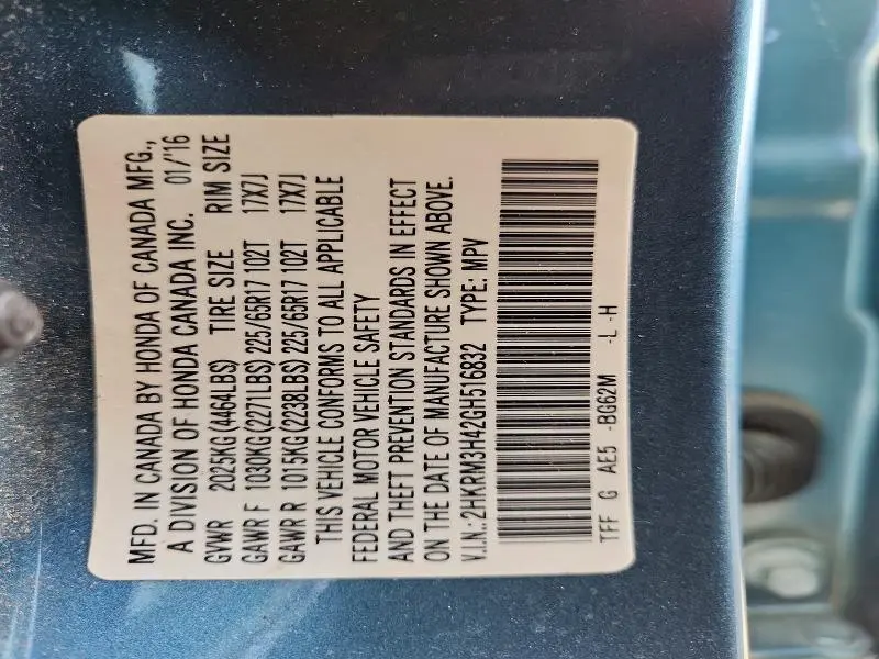 2016 HONDA CR-V SE  