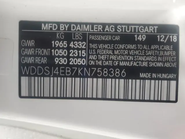 2019 MERCEDES-BENZ CLA 250