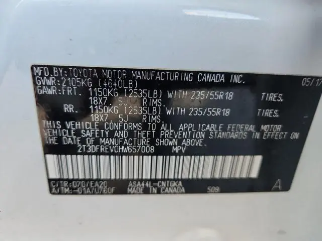 2017 TOYOTA RAV4 LIMITED  