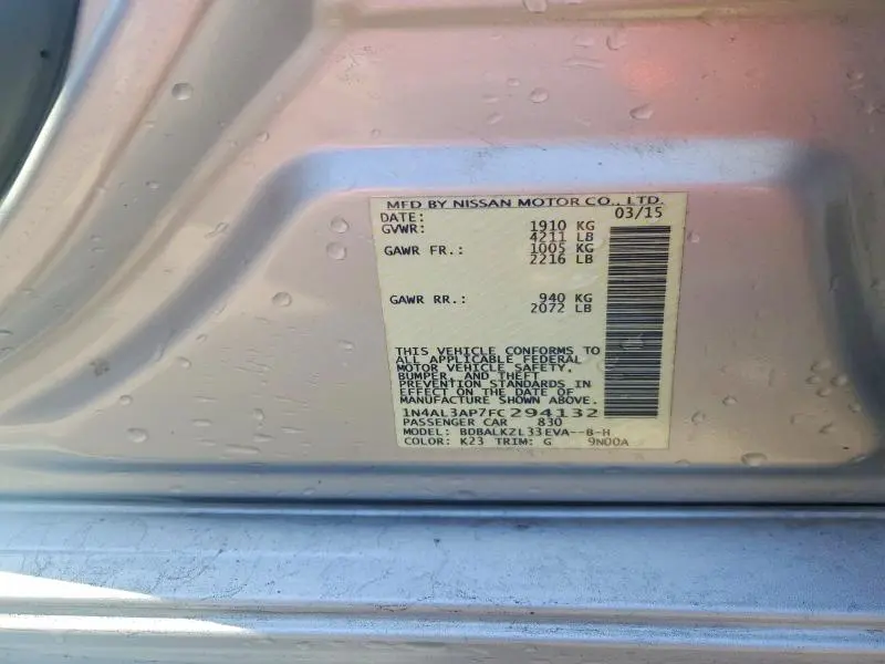 2015 NISSAN ALTIMA 2.5 SV  