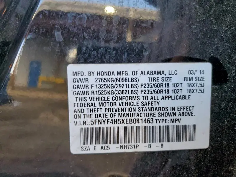 2014 HONDA PILOT EXL  