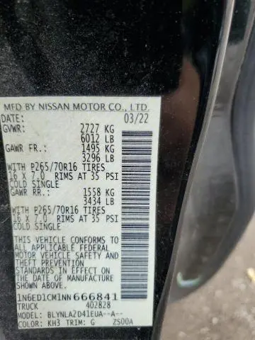 2022 NISSAN FRONTIER S  
