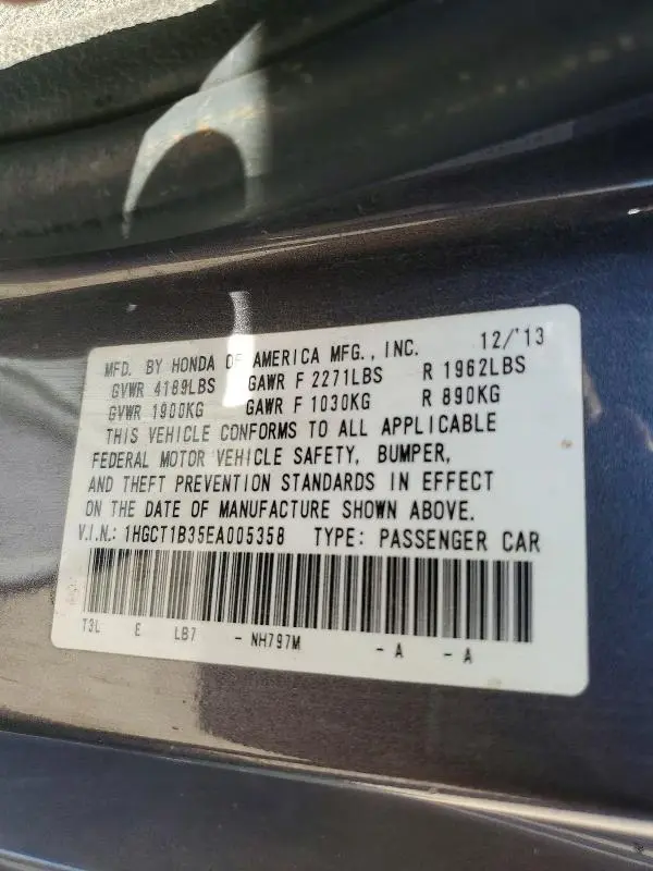 2014 HONDA ACCORD LX-S  