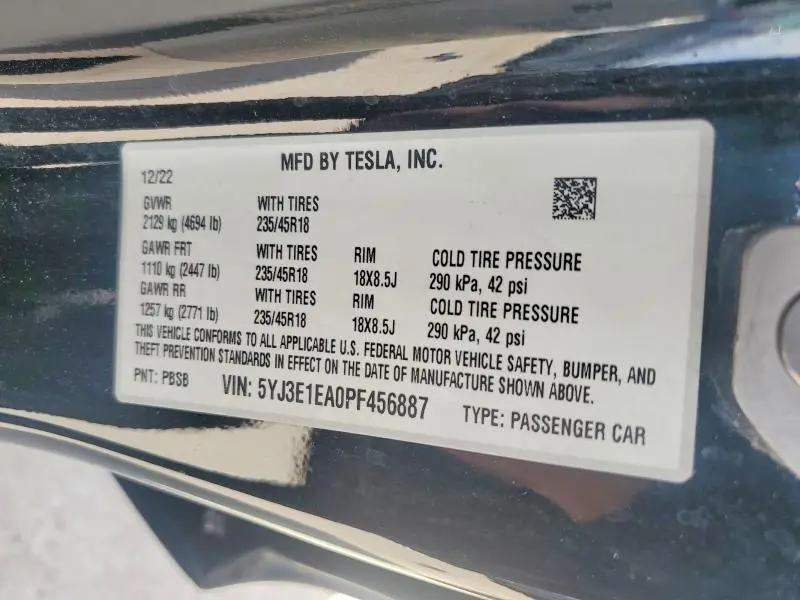 2023 TESLA MODEL 3   