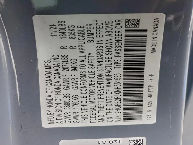 2022 HONDA CIVIC SPORT  