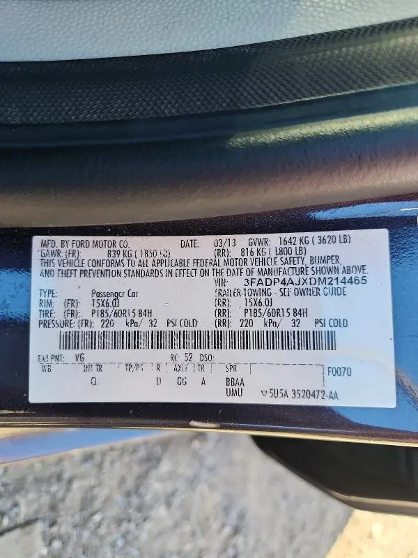2013 FORD FIESTA S  