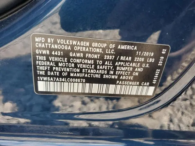 2020 VOLKSWAGEN PASSAT SE  