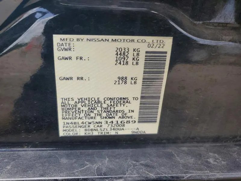 2022 NISSAN ALTIMA SR  