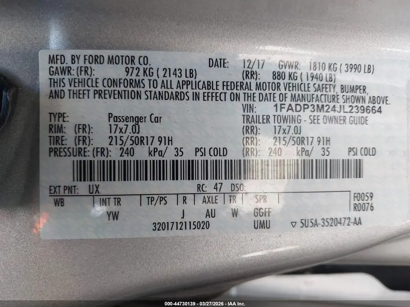 2018 FORD FOCUS SEL
