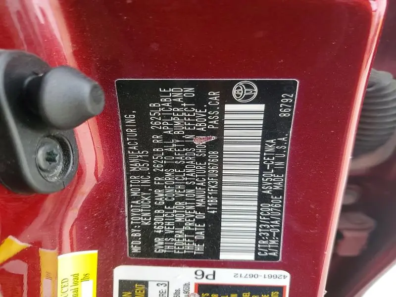 2015 TOYOTA CAMRY LE  