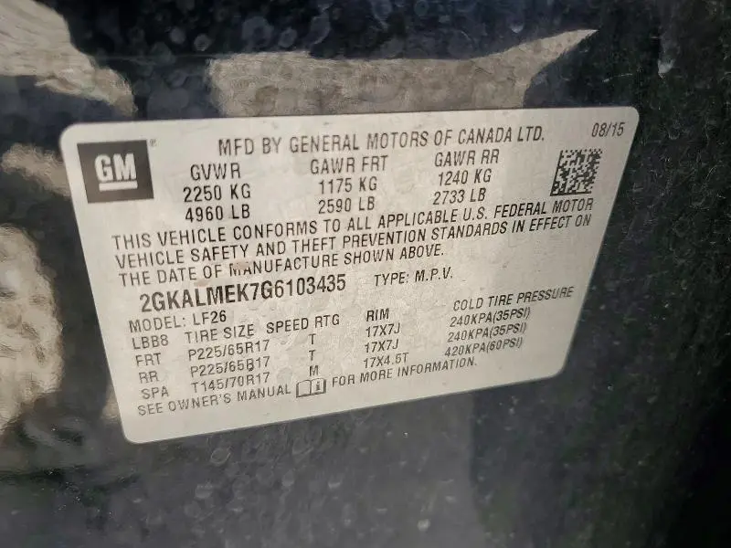 2016 GMC TERRAIN SLE  