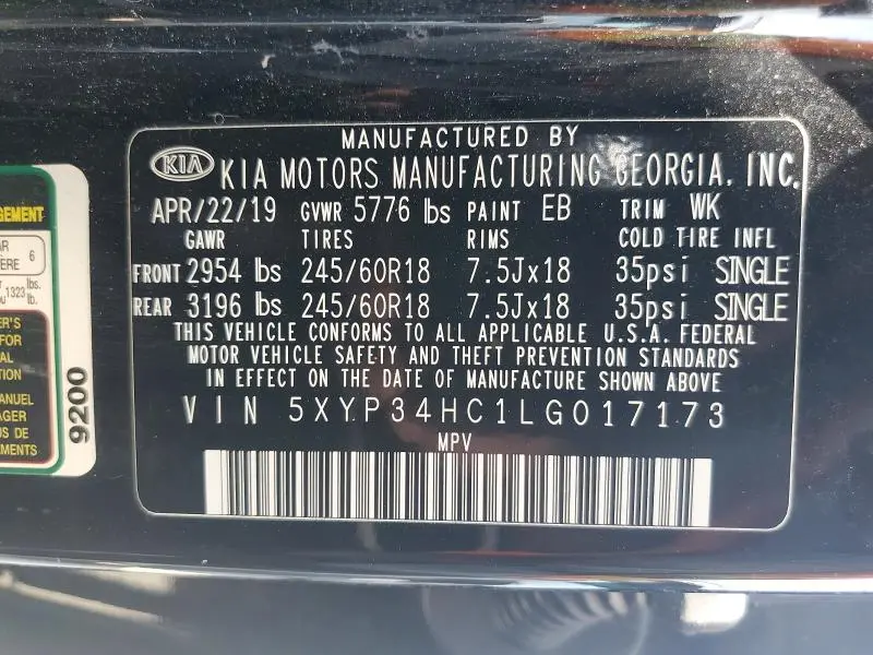 2020 KIA TELLURIDE EX  
