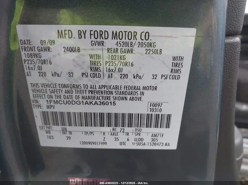 2010 FORD ESCAPE XLT