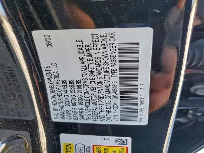 2022 HONDA ACCORD SPORT  