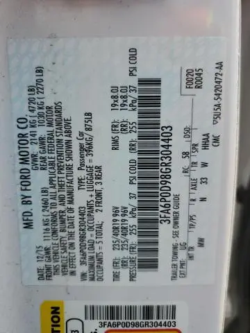 2016 FORD FUSION TITANIUM