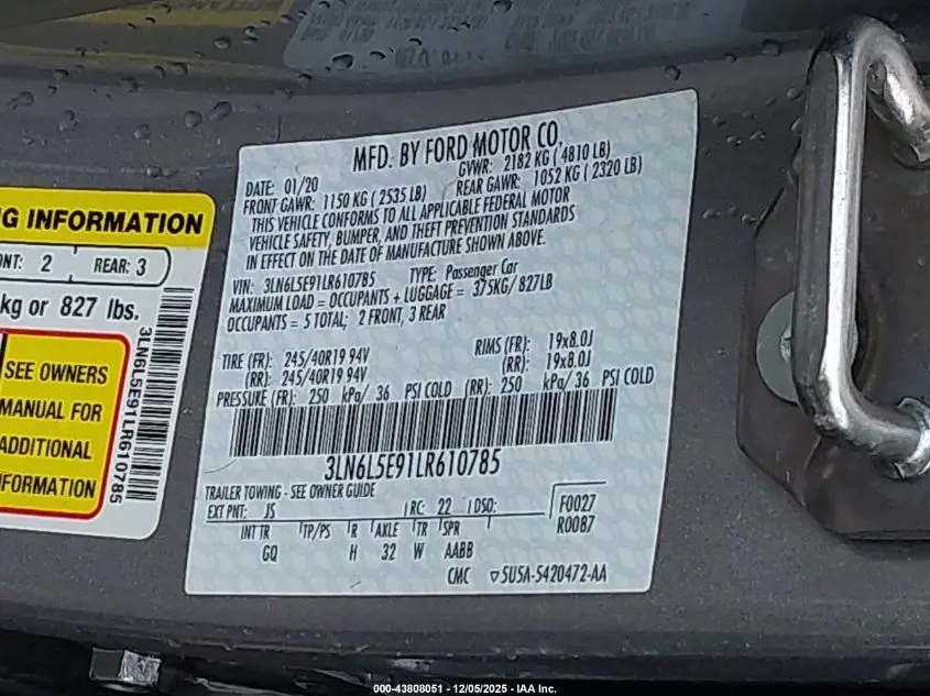 2020 LINCOLN MKZ RESERVE