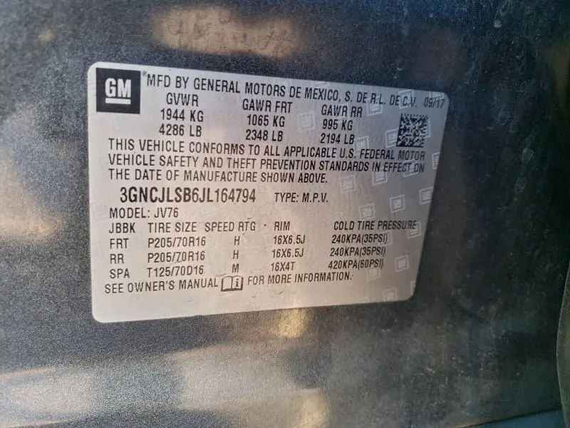 2018 CHEVROLET TRAX 1LT  