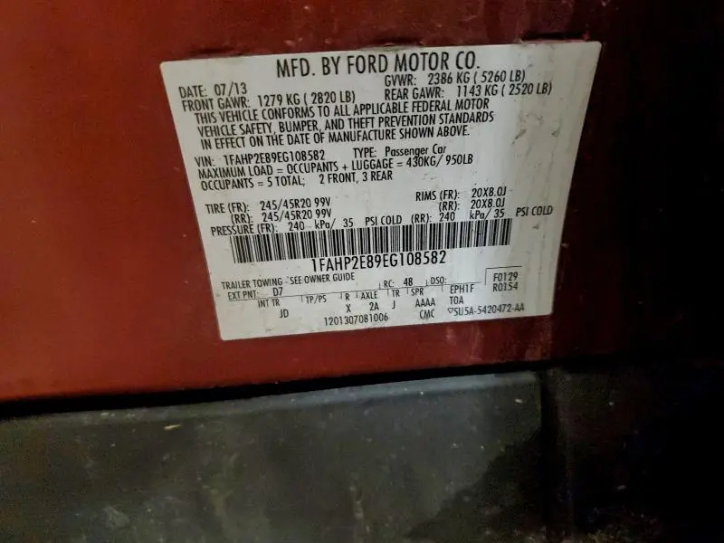 2014 FORD TAURUS SEL  