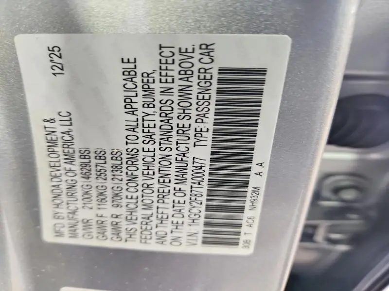 2026 HONDA ACCORD TOURING HYBRID  