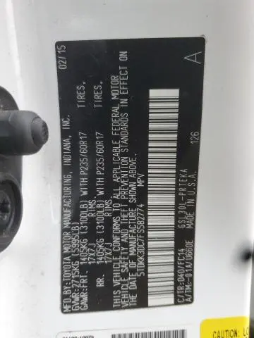 2015 TOYOTA SIENNA LE  